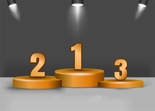 Sports or Business Award Ceremony Stage with 1st  2nd  and 3rd Place Numbers