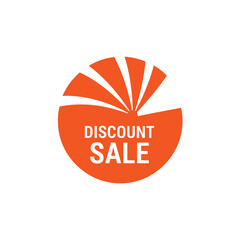 Orange pie slice with discount sale text