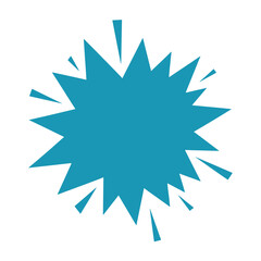 Blue starburst shape with jagged edges on white background