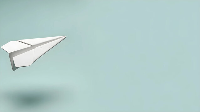 【3Dクレイアート】紙飛行機と広大な余白　メッセージ伝達と飛躍を象徴するビジネス背景素材　手作り粘土風　軽やかなスタートやアイデアのイメージ