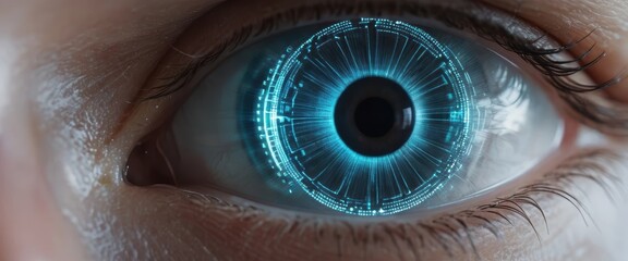 Digital eye technology showcasing advanced security features in close-up view Generative AI