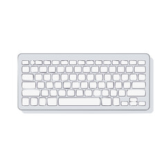 Modern wireless computer keyboard with blank keys for easy customization in minimalist style, top view