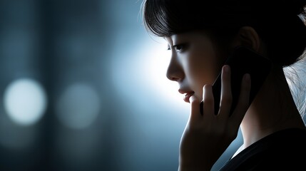 スマホで電話をする日本人女性