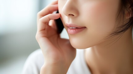 スマホで電話をする日本人女性