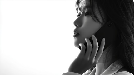 スマホで電話をする日本人女性