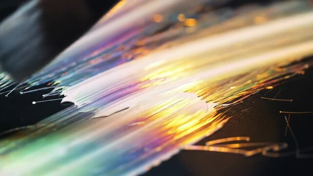 Abstract fiber optic cable with colorful light streams data transfer