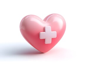 Obraz premium Pink Heart with Medical Cross Symbol for Health and Wellness