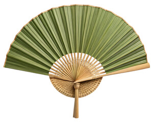 Handcrafted Fan: A meticulously crafted fan, its frame adorned with natural bamboo and radiating a sense of serene tranquility, invites contemplation of traditional artistry and cultural significance.