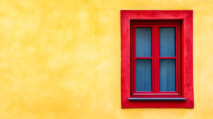 old window with red shutters