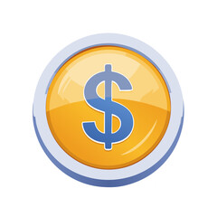 Obraz premium Shiny Dollar Sign Icon, Finance Symbol Button, Currency Design Element, Round Business Sign