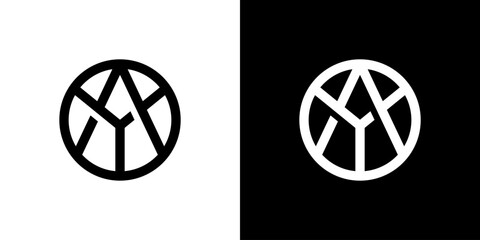 Modern AY Monogram in Circle ...