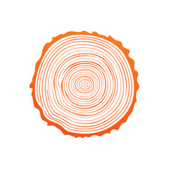 Fototapeta premium Orange Tree Trunk Cross Section with Growth Rings Symbolizing Time and Age