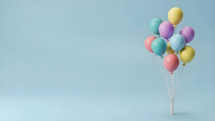 【3Dクレイアート】空に浮かぶ風船と広大な余白　希望と上昇を象徴するビジネス背景素材　手作り粘土風　夢や目標達成のイメージ