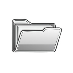 Gray File Folder Icon. Illustration of a Modern Open Office Folder with Paper Documents or Files. Organizer, Archive, Records, Management.