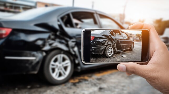 Car Accident Documentation Using Smartphone &ndash; Vehicle Insurance Claim Concept