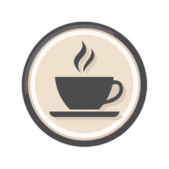 Obraz premium Steaming Coffee Cup Icon Simple Graphic Hot Beverage Drink in Circle