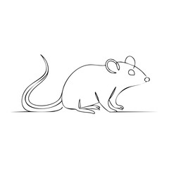 Obraz premium Minimalist Line Art Mouse Illustration Simple Continuous Drawing Style