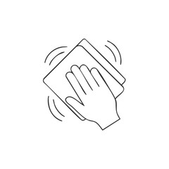 Hand Wiping Surface with Cloth in Sketch Style Cleaning Motion