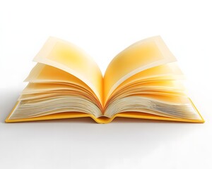 Fototapeta premium Open yellow book with blank pages ready for creative writing or notes