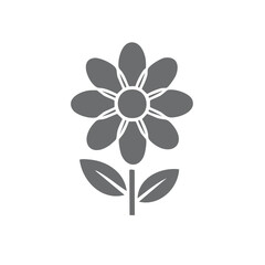 Simple Gray Flower Icon Graphic Design Element isolated on White Background