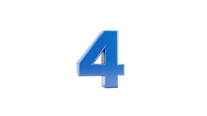 Fototapeta premium Blue Number 4 on Transparent Background
