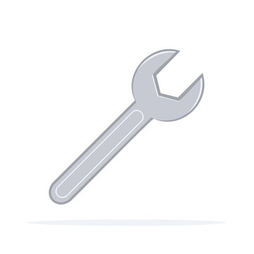 Illustration of a metal wrench tool for mechanic work or home repair. Simple design of a spanner for tightening bolts.