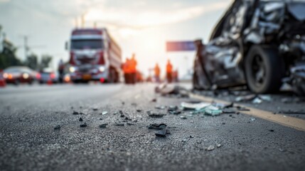 Severe Truck Collision on Wet Highway with Traffic Disruption 