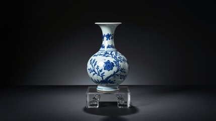 Blue and white floral porcelain vase