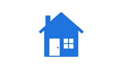 Fototapeta premium Blue house icon with door and windows