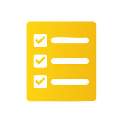 Obraz premium Checklist Icon: Yellow Gradient List with Tick Marks for Tasks and Business To-Do Lists