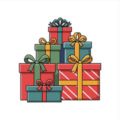 Stack of colorful wrapped gift boxes tied with bows, representing celebration and festive occasions