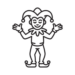 Fototapeta premium A simple line drawing of a medieval jester with outstretched arms
