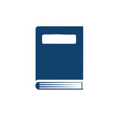 Closed book icon. Blue book front view. Flat vector illustration. Symbol of learning, reading, library