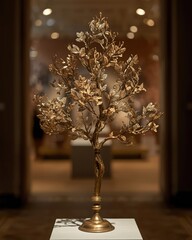 Elegant golden tree sculpture