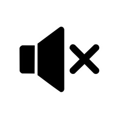 Mute sound notification icon for silenced audio setting with volume control symbol