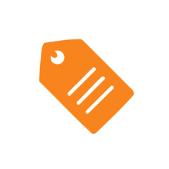 Orange Tag Icon: Product label with Hole. Price label. Discount Tag Symbol for E-commerce and retail. Tag Icon Vector Isolated on White Background.