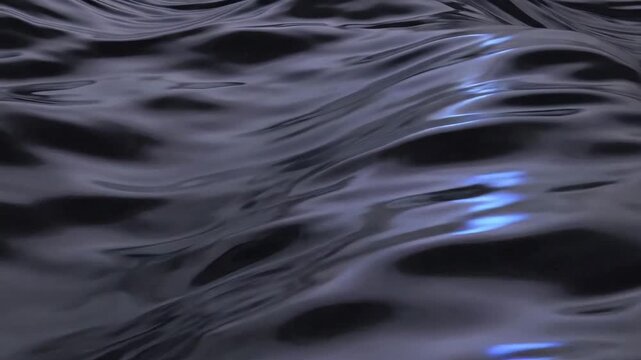 Abstract Dark Wavy Surface Rendering Reflecting Light with Fluid Dynamics and Smooth Motion