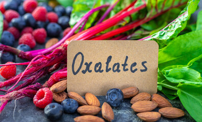 Products that contain oxalates. Selective focus.