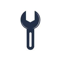Isolated Illustration of a Minimalist Dark Spanner, symbolizing Repair, Engineering, and Equipment