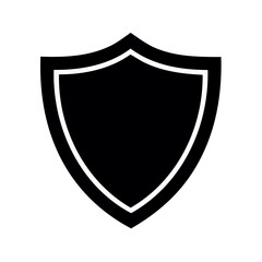 Isolated Black Shield Emblem Shape Icon Silhouette for Security and Protection