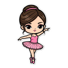 Fototapeta premium Cartoon Ballerina in Pink Tutu Dancing.