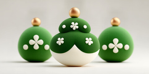 Christmas green decoration ornament sphere arrangement with minimal holiday design in soft elegant mood