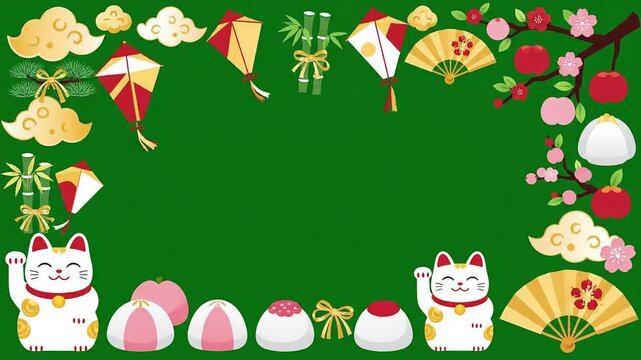 Festive japanese new year vector frame illustration cultural border prosperity concept