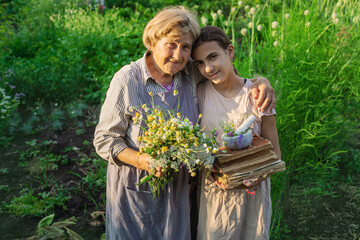 Woman with medicinal herbs. Selective focus.