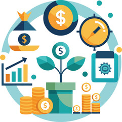 Teamwork and management line icons collection.