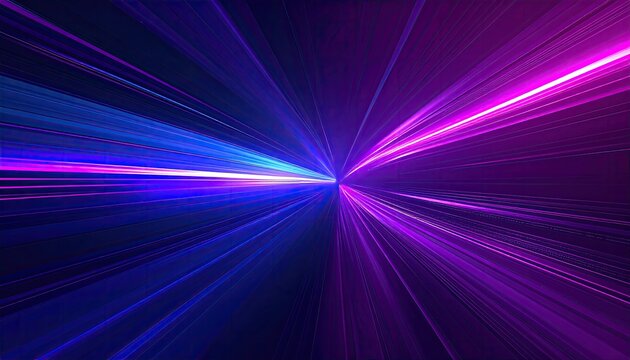 Geometric bright light rays converging from two opposing sides, in gradients of blue and purple