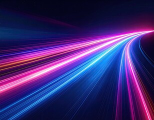 Abstract long exposure shot with neon streaks of colorful light in an urban night scene