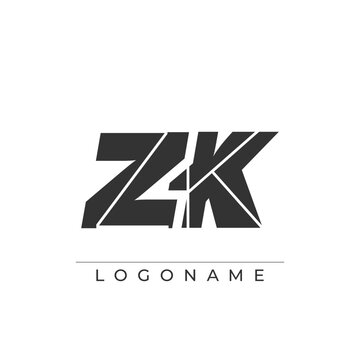 A sophisticated and professional logo design featuring the initials ZK in a bold sans serif typeface suitable for various business branding purposes
