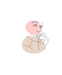 art illustration of a woman with a two-tone background