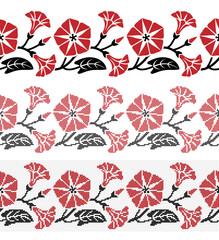 Embroidered cross stitch seamless pattern of convolvulus flowers. Vector illustration